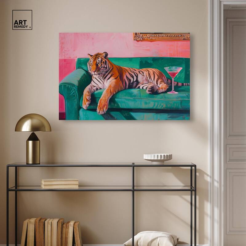 Lounging Tiger Canvas by Art Remedy, Gallery Wrapped