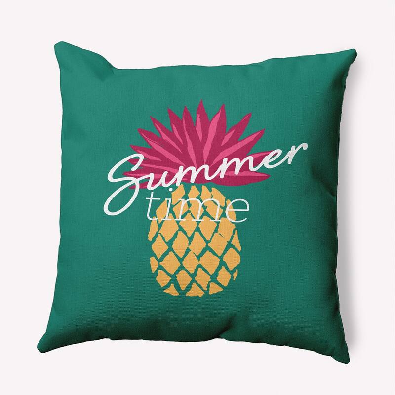 Summer Time Pineapple Polyester Indoor/Outdoor Pillow - Kelly Green - 16" x 16"