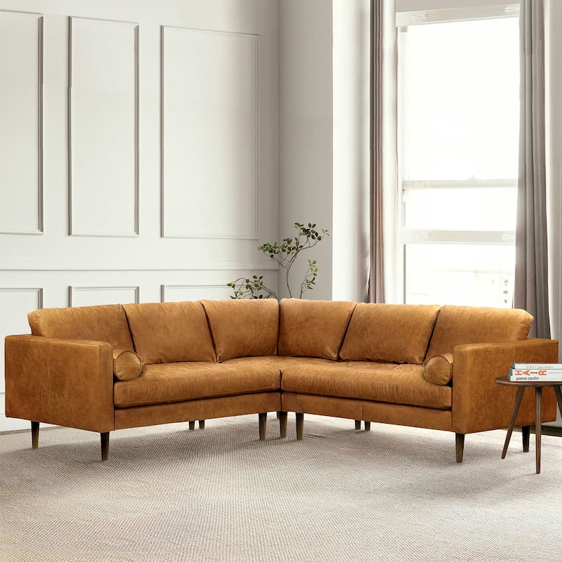 Poly & Bark Napa 98" Corner Sectional Sofa - Full Grain Genuine Italian Leather