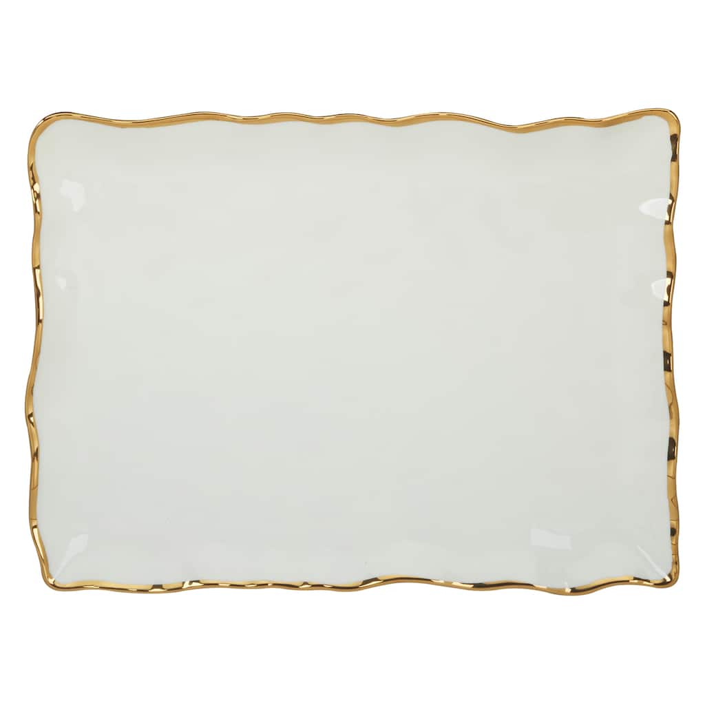 Certified International Regency Gold Rectangular Platter 16" x 11.75" - 16" x 11.75" x 1.25"
