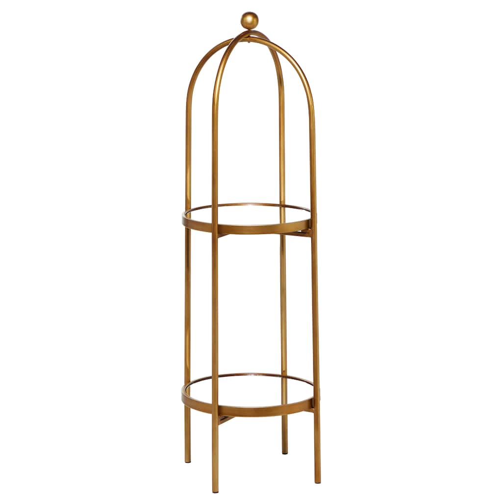 Metal 2 Shelf Shelving Unit with Mirror Shelves - Gold - Roche River Decor - 18"Wx16"Lx46"H