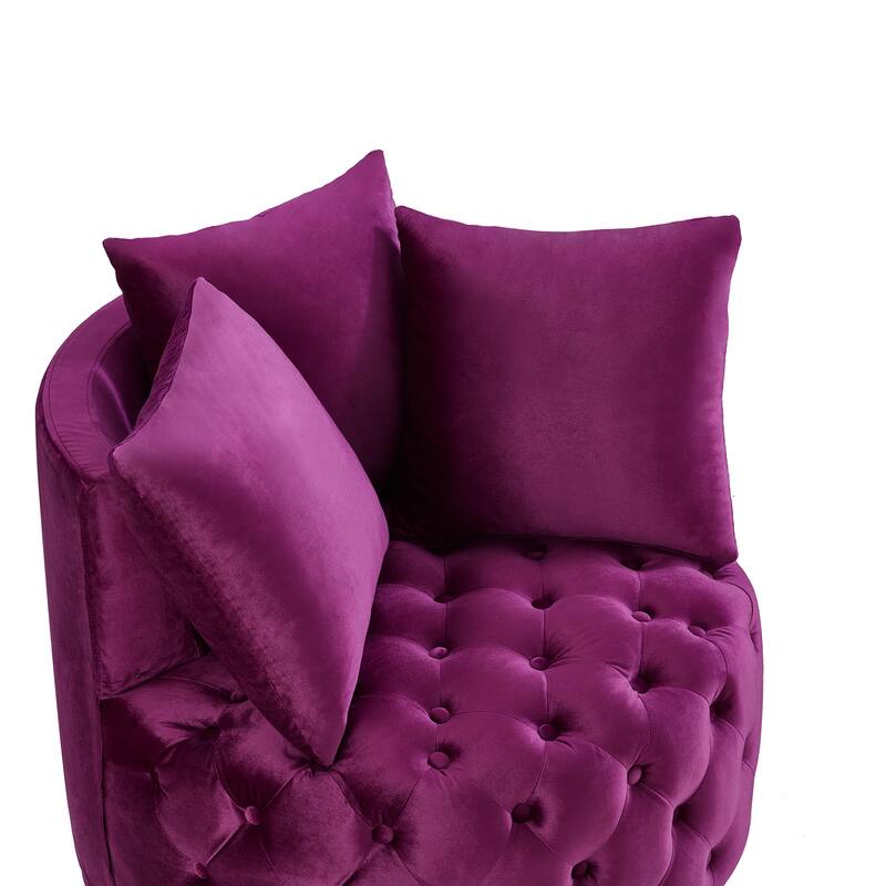 Upholstered Tufted Leisure Chair Accent Chair, Velvet Single Sofa Round Club Chair
