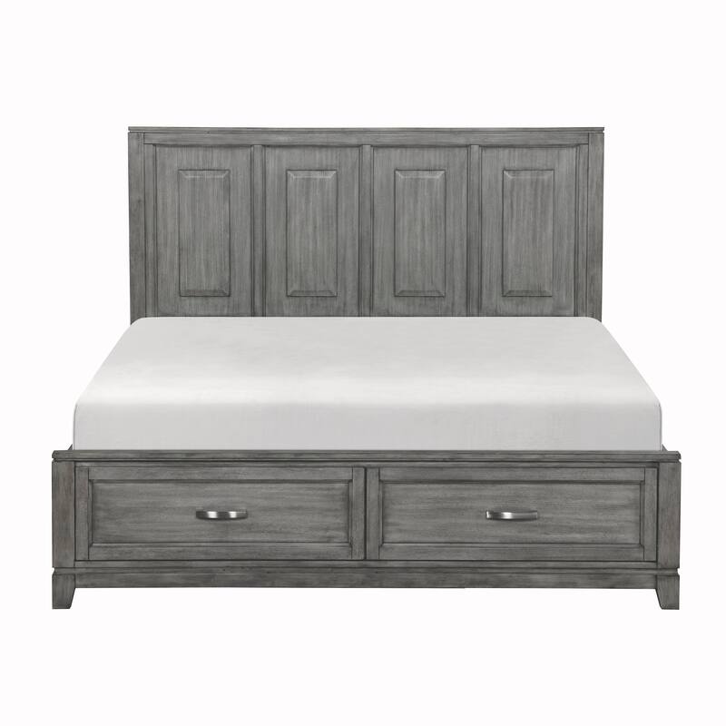 Gray Finish 3pc Bedroom Set Platform Storage Bed and Two Nightstands