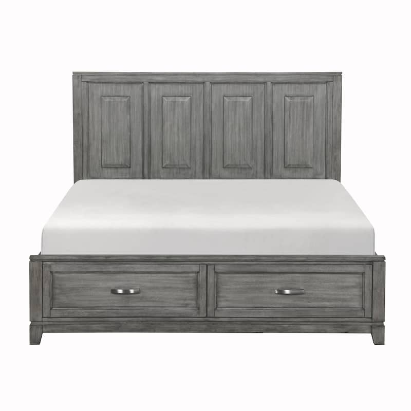 Rustic Style Bedroom 3pc Set Gray Finish Platform Bed Chest Nightstand