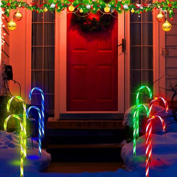 8 Pcs Solar Candy Cane Christmas Pathway Lights - Bed Bath & Beyond ...