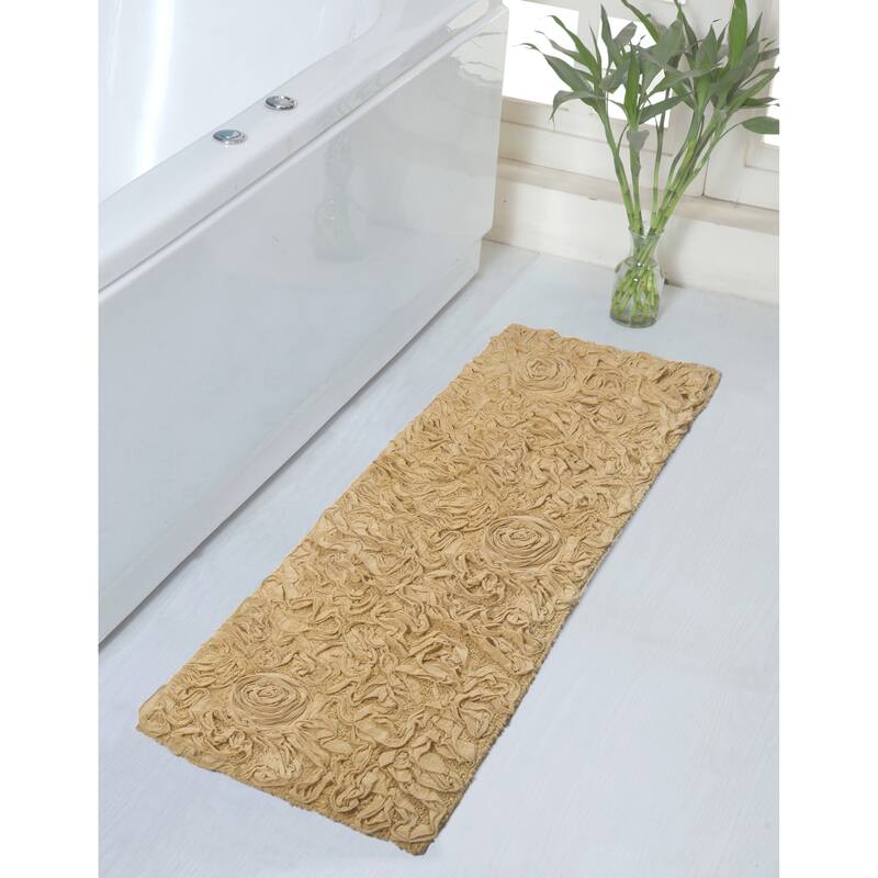 Bell Flower Bathroom Rug, Cotton Soft, Water Absorbent Bath Rug, Non Slip Shower Rug Machine Washable 21"x54" Runner - Yellow