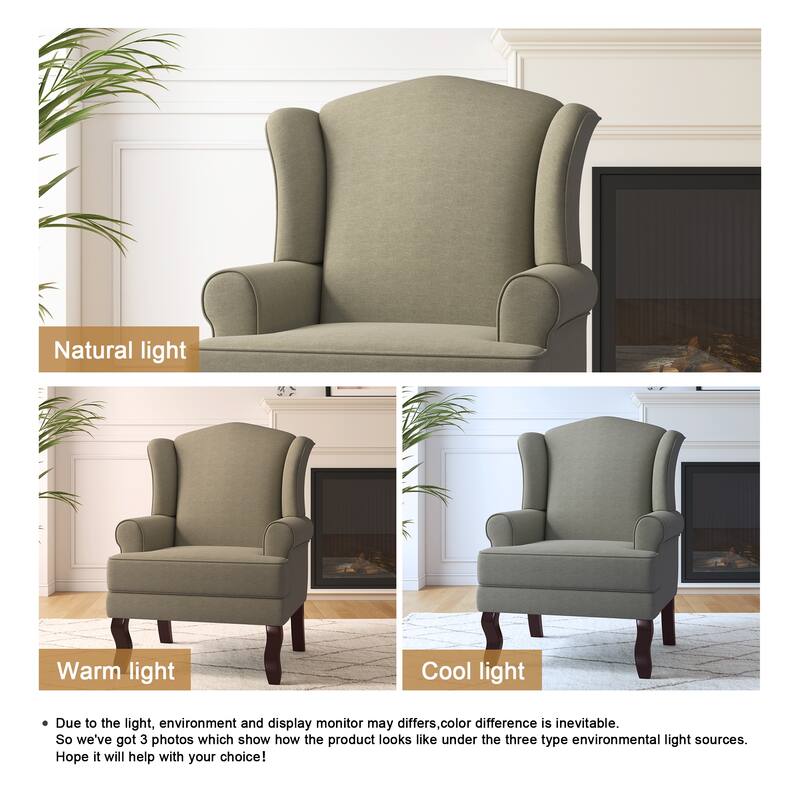 Mid-Century Modern Upholstered Wingback Accent Chair