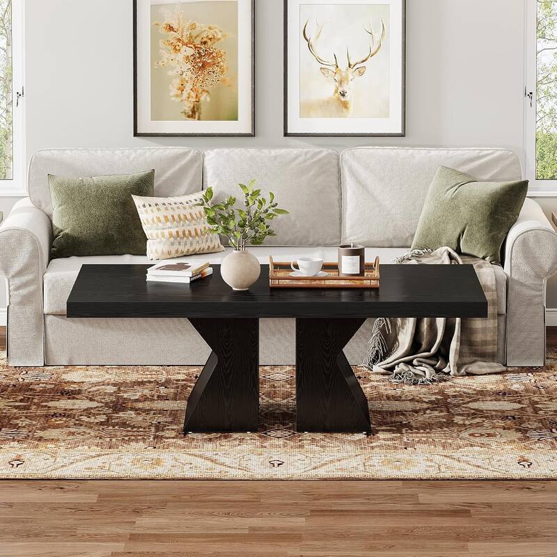 Rectangular Coffee Table Wood Center Table for Living Room