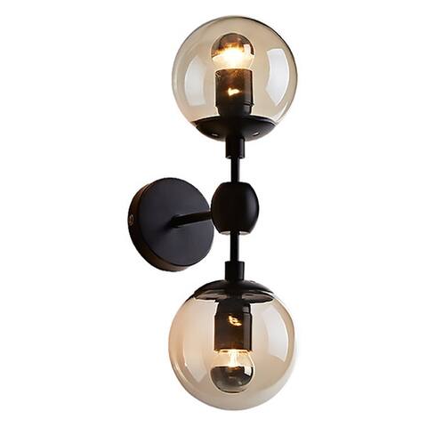 Reed 2-Light Wall Sconce with Cognac Glass Globes