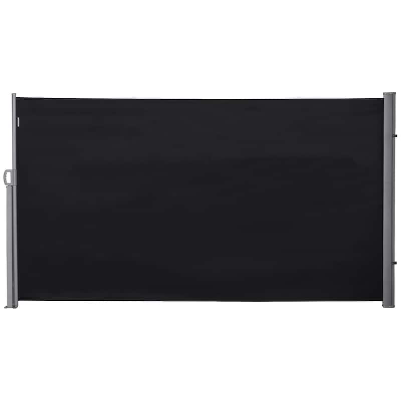 Outsunny Retractable Folding Side Awning Patio Outdoor Privacy Screen with Resistance to UV Rays & Wind, 6.5' High, Black