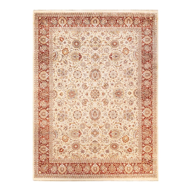 Overton Hand Knotted Wool Vintage Inspired Traditional Mogul Ivory Area Rug - 9 x 12