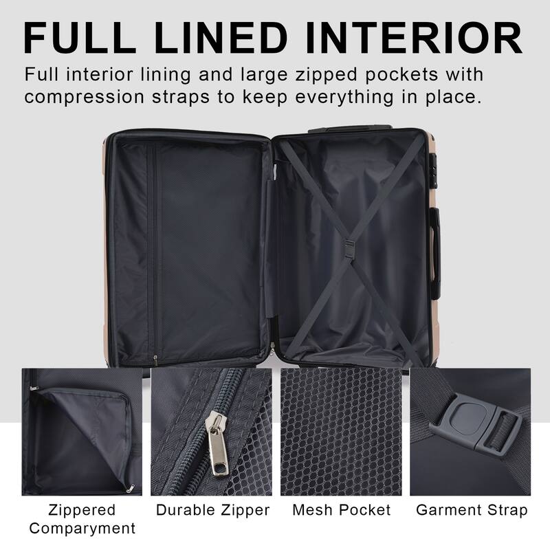 Hardshell Luggage, Lightweight Durable ABS Suitcases with Double Wheels