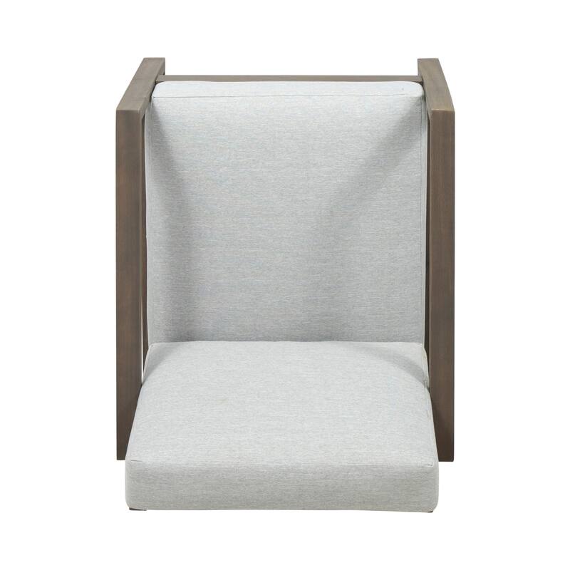 Roomfitters Modern Outdoor Wooden Club Chair with Clean-Line Frame and Weather-Resistant Cushions