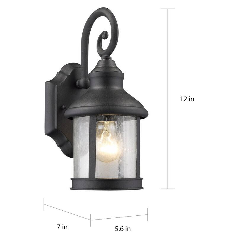 1-light Black Steel Outdoor Wall Lantern