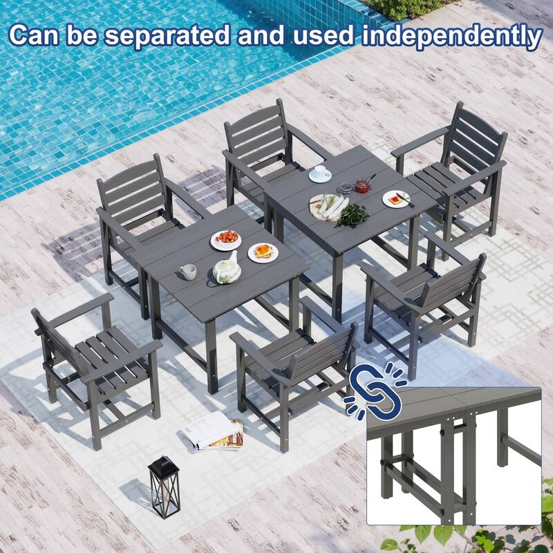 7-Piece HDPE Outdoor Dining Table Sets
