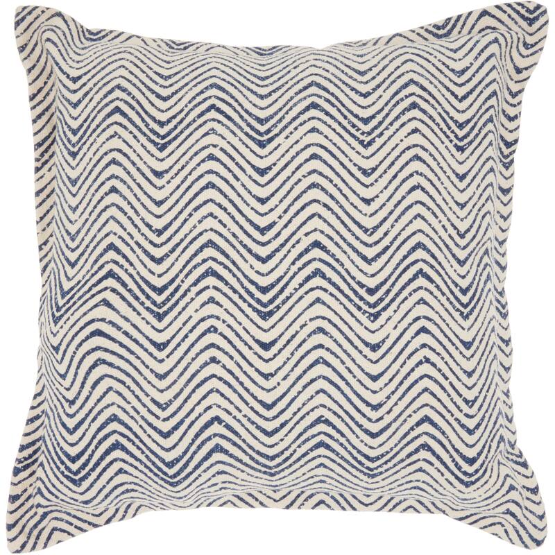 Mina Victory Printed Waves Throw Pillow - Polyester - Accent - 20" x 20" - Blue - Single