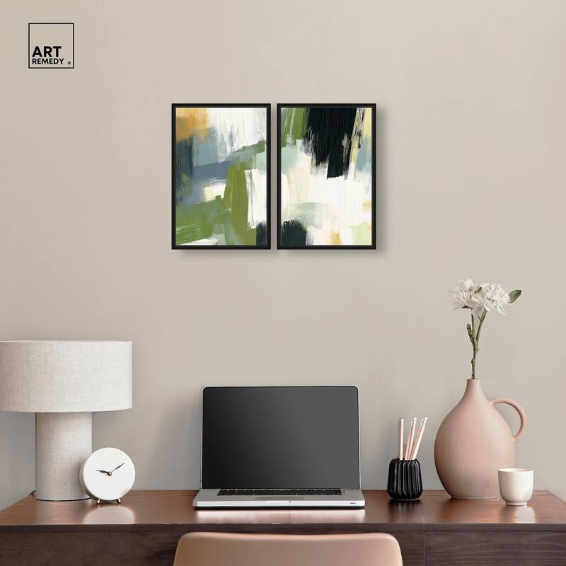 Textured Greens I Canvas Set of 2 by Art Remedy