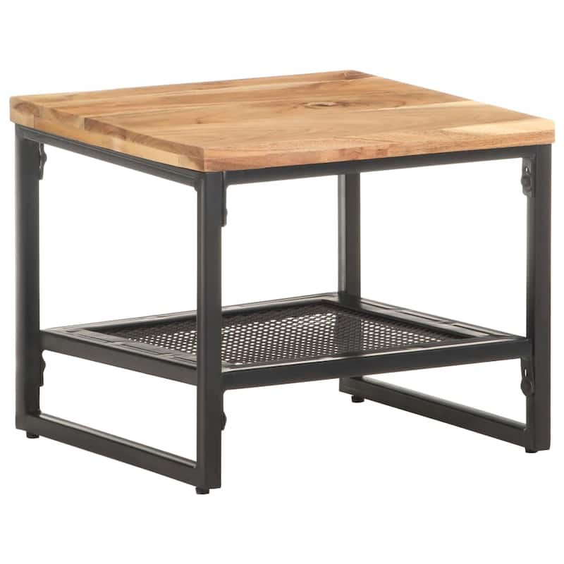 vidaXL Side Table 15.7"x15.7"x13.8" Solid Acacia Wood - 15.7" x 15.7" x 13.8"