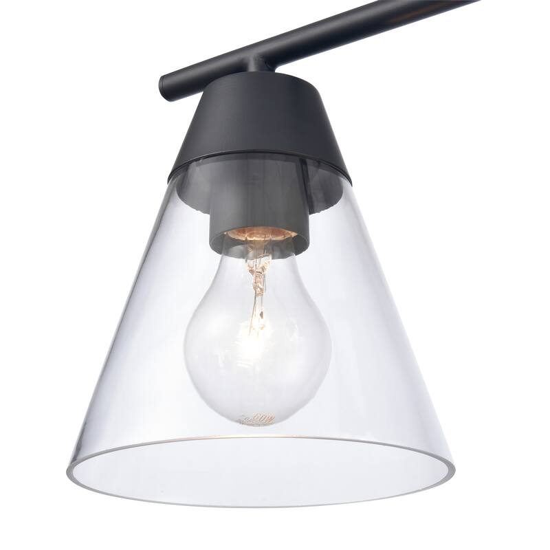 Elk Home Vivica Black With Clear Glass Cone Shade 3 Light Vanity Light