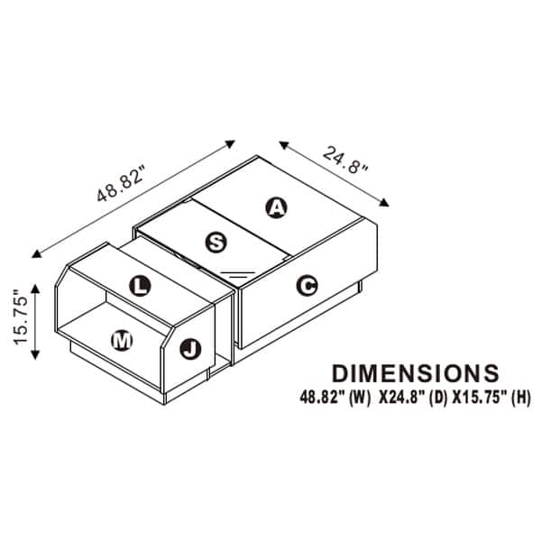 Podd Contemporary White 49inch 3Shelf Coffee Table by Furniture of