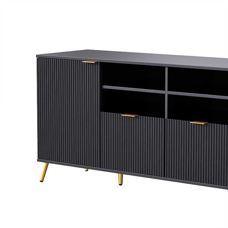 Large Entertainment Wall Unit w/ Large Storage Wall Mounted TV Stand w/ Open Bookshelf Media Cabinet for TVs Up to 70"