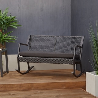 Calvin 46.5" Two Seat Rocker in Black by Real Flame - 46.5L x 37W x 31H