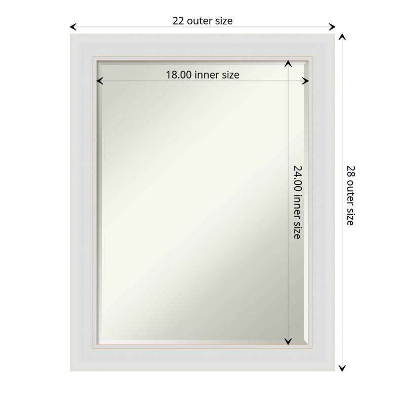 Petite Bevel Bathroom Wall Mirror - Flair Polished Nickel Frame - 22 x 28 in - Flair Soft White
