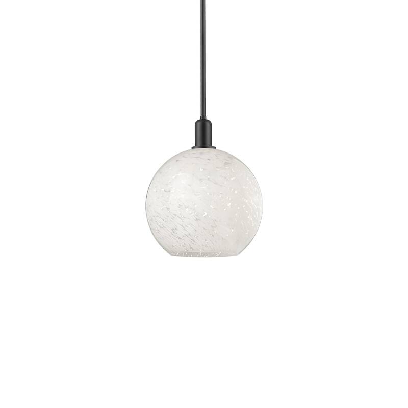 Innovations Lighting 716-1S-15-12 White Mouchette Pendant White - Matte Black / White Mouchette