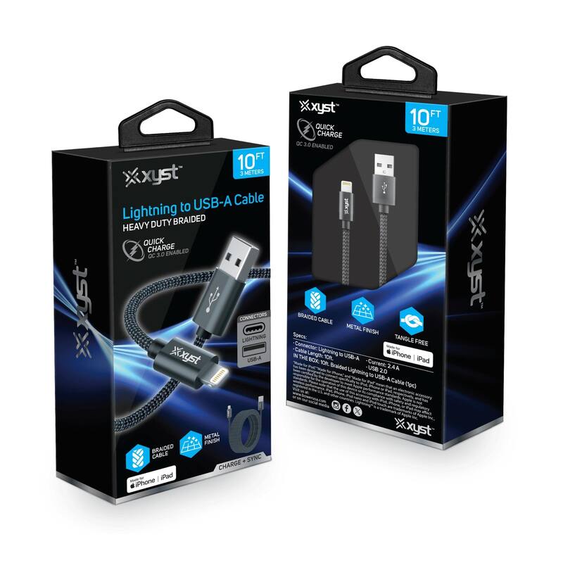 Xyst Charge and Sync USB to Lightning Braided Cable 10Ft