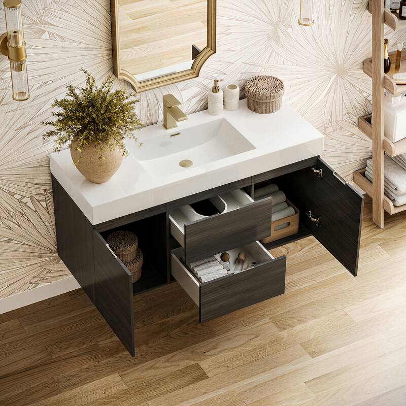 Fresca Senza 48" Wall Mounted / Floating Single Vanity Set with Wood