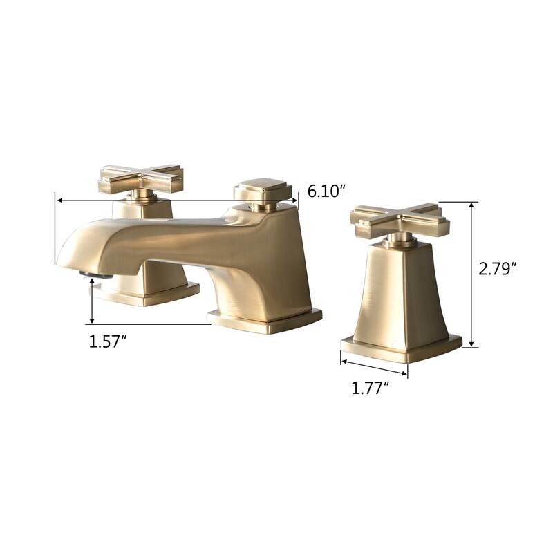 Two Handle Widespread High-arc Bathroom Faucet with Brushed Gold