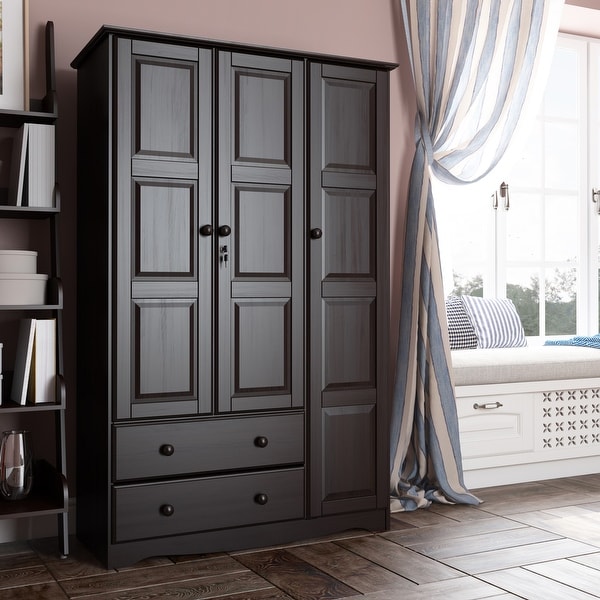 Copper Grove Caddo Grand Solid Wood 3-door Wardrobe - 45.75"W x 72"H x 20.75"D