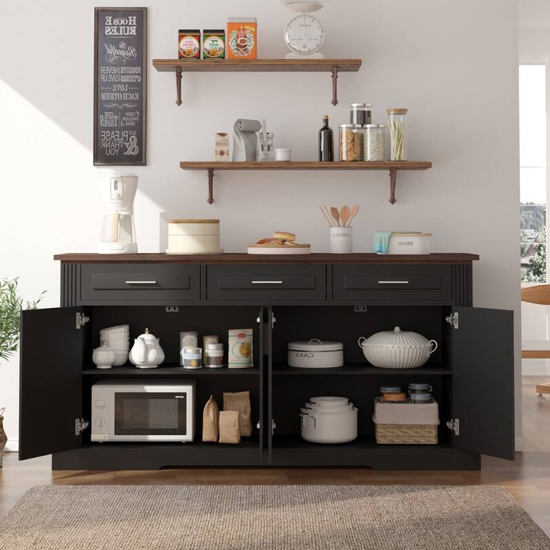 63" Sideboard Buffet Cabinet with Storage and Adjustable Shelves for Stylish Home Organization