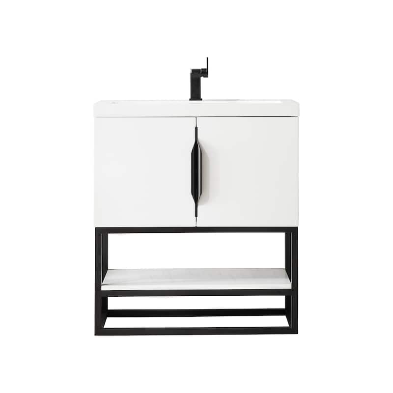 James Martin Vanities Columbia 31.5" Single Vanity, Glossy White with White Glossy Composite Stone Top