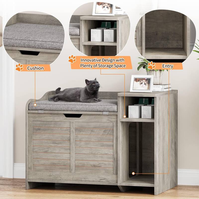 Cat Litter Box Enclosure with Top Opening, Privacy Cabinet