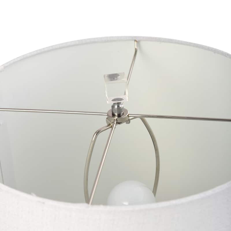 Gemma Silsden Table Lamp - Marbled Blue Art Finish - White Fabric Shade