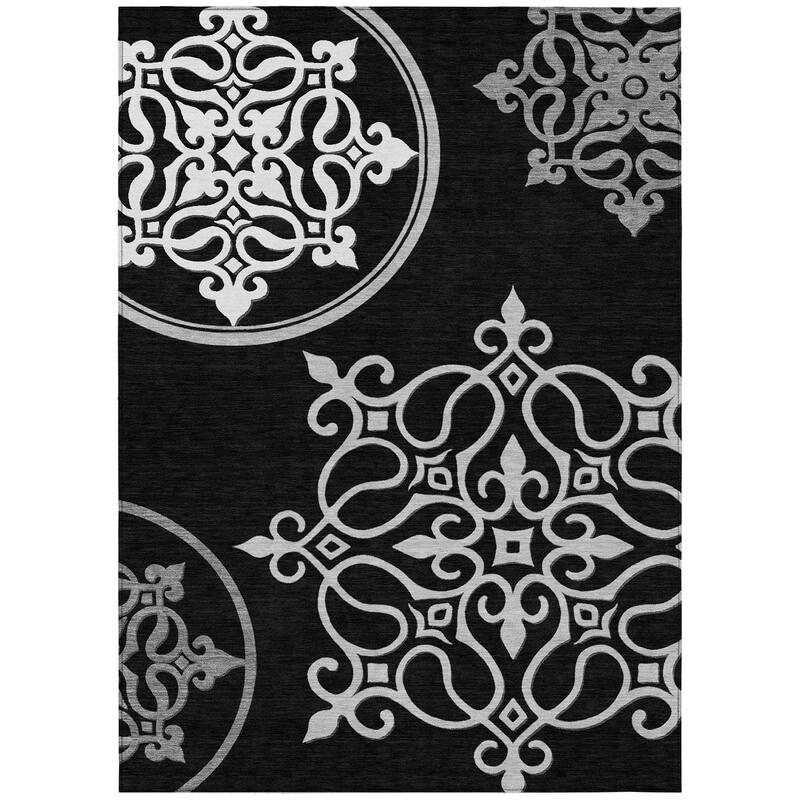 Machine Washable Indoor/ Outdoor Chantille Bold Medallion Rug