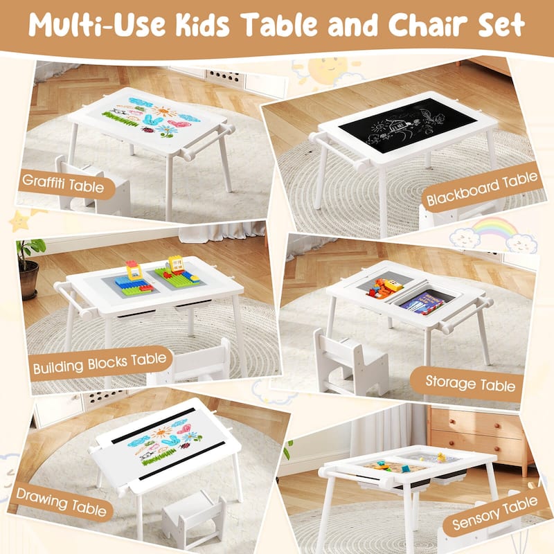 Costway Sensory Table & Chair Set for Kids 2-8 with Foldable Bins for - See Details