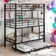 preview thumbnail 1 of 8, 3 IN 1Twin-Twin -Twin Size Triple Bunk Bed With Trundle Black