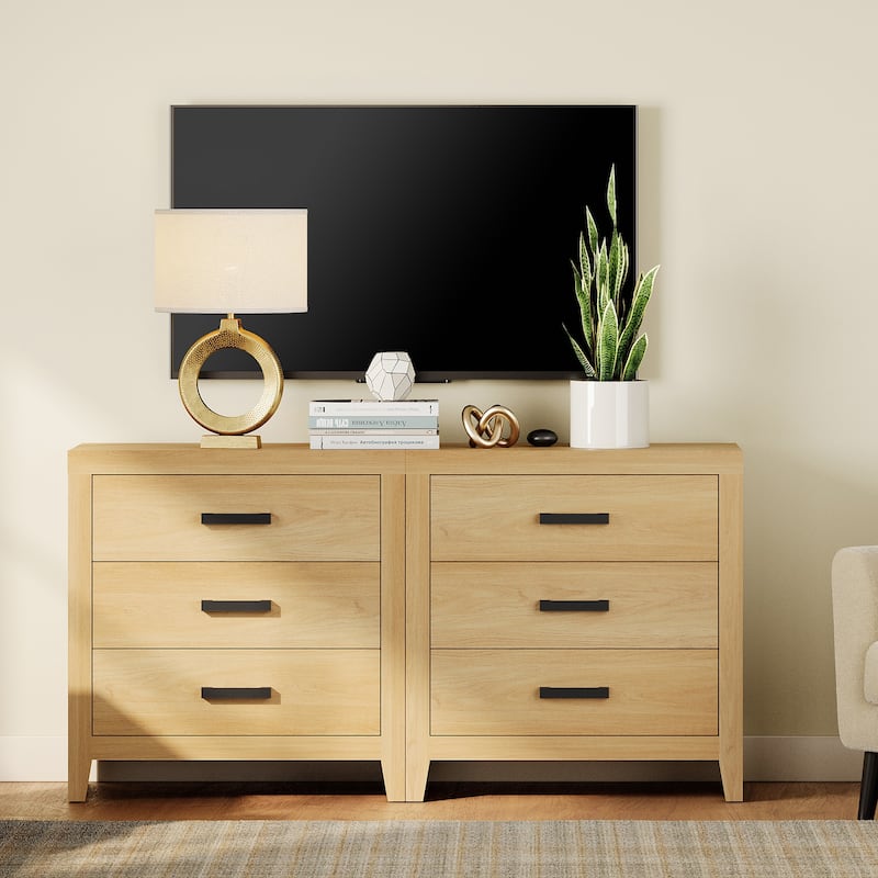 WAMPAT Farmhouse 3-Drawer Dresser, Wooden Chest of Drawers, Modern Storage Organizer & Nightstand for Bedroom, Living Room