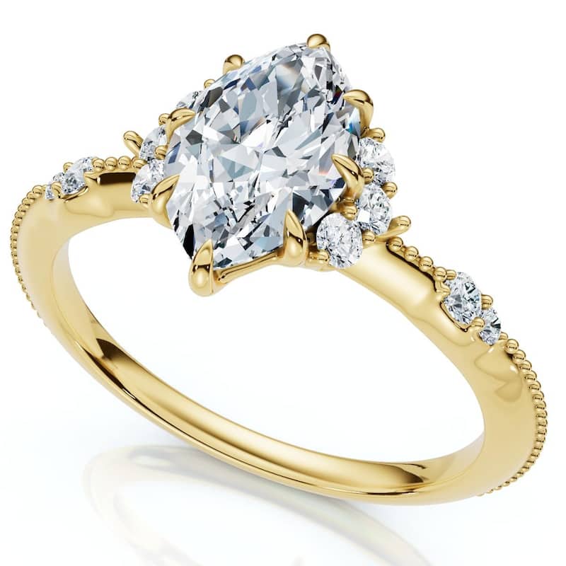 Bliss Diamond 1.20Ct Marquise Viviana Diamond Engagement Ring Gold Lab Grown EF/VS - 5.5 - Yellow