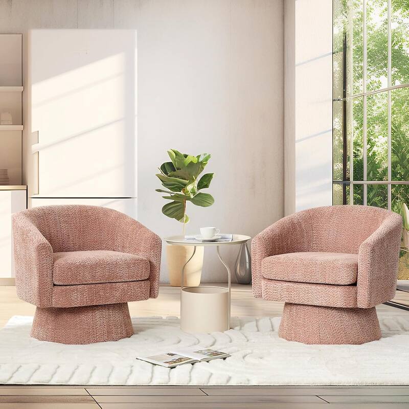 360° Swivel Accent Chair with Arms, Cozy Round Chenille Fabric