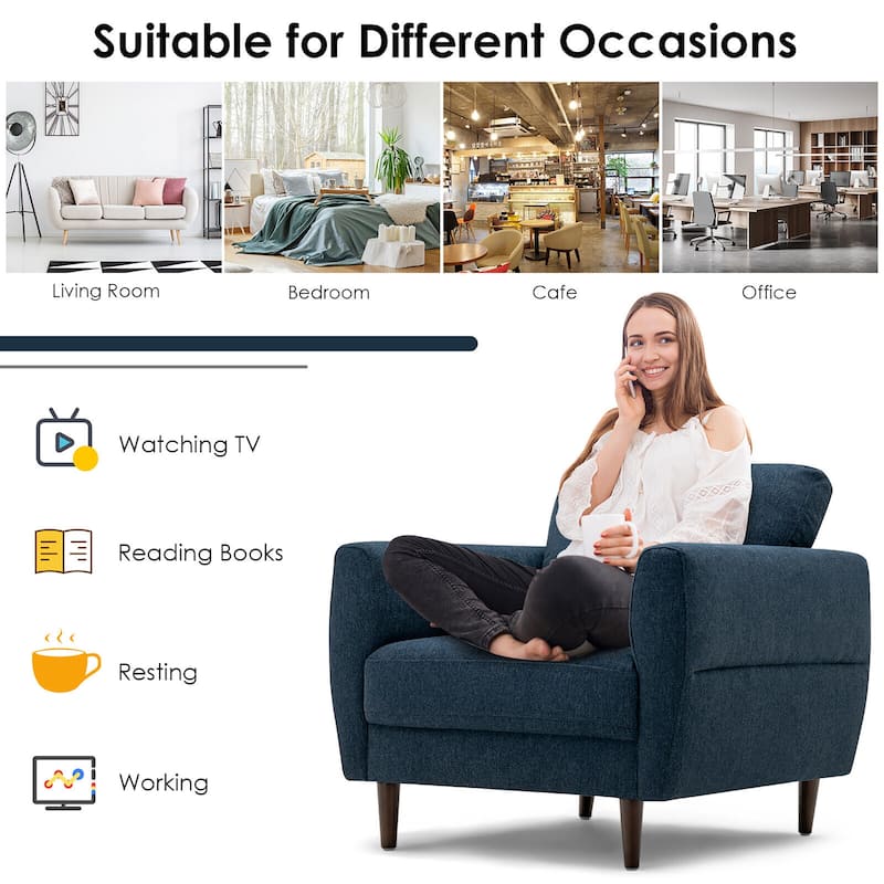 Gymax Modern Upholstered Accent Chair Single Sofa Armchair Living Room