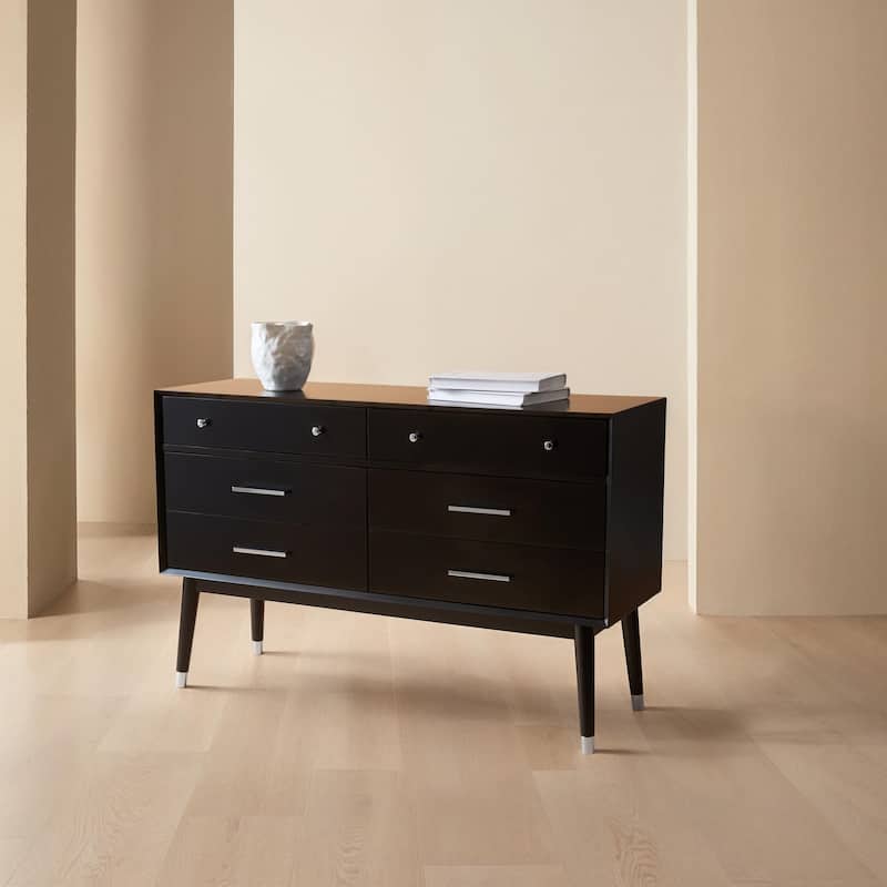 SAFAVIEH Couture Zack 6-Drawer Wood Dresser - Black/Silver