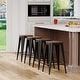 preview thumbnail 2 of 22, Bar Stools Set of 4 Stackable Metal Bar Stools Industrial Counter Height Stools Backless Barstools with Wooden Seats