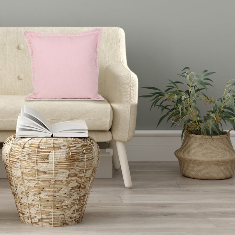 HomeRoots 20" X 20" Light Pink 100% Cotton Zippered Pillow