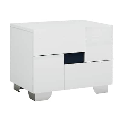 Aria Contemporary White 2 Drawer Nightstand