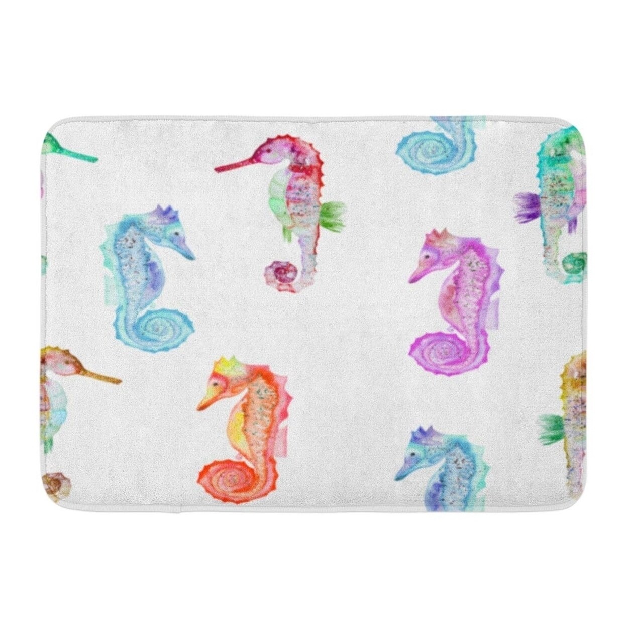 Shop Horse Multicolored Seahorses Hand In Watercolor On Sea Aquarium Doormat Floor Rug Bath Mat 23 6x15 7 Inch Multi On Sale Overstock 31775391