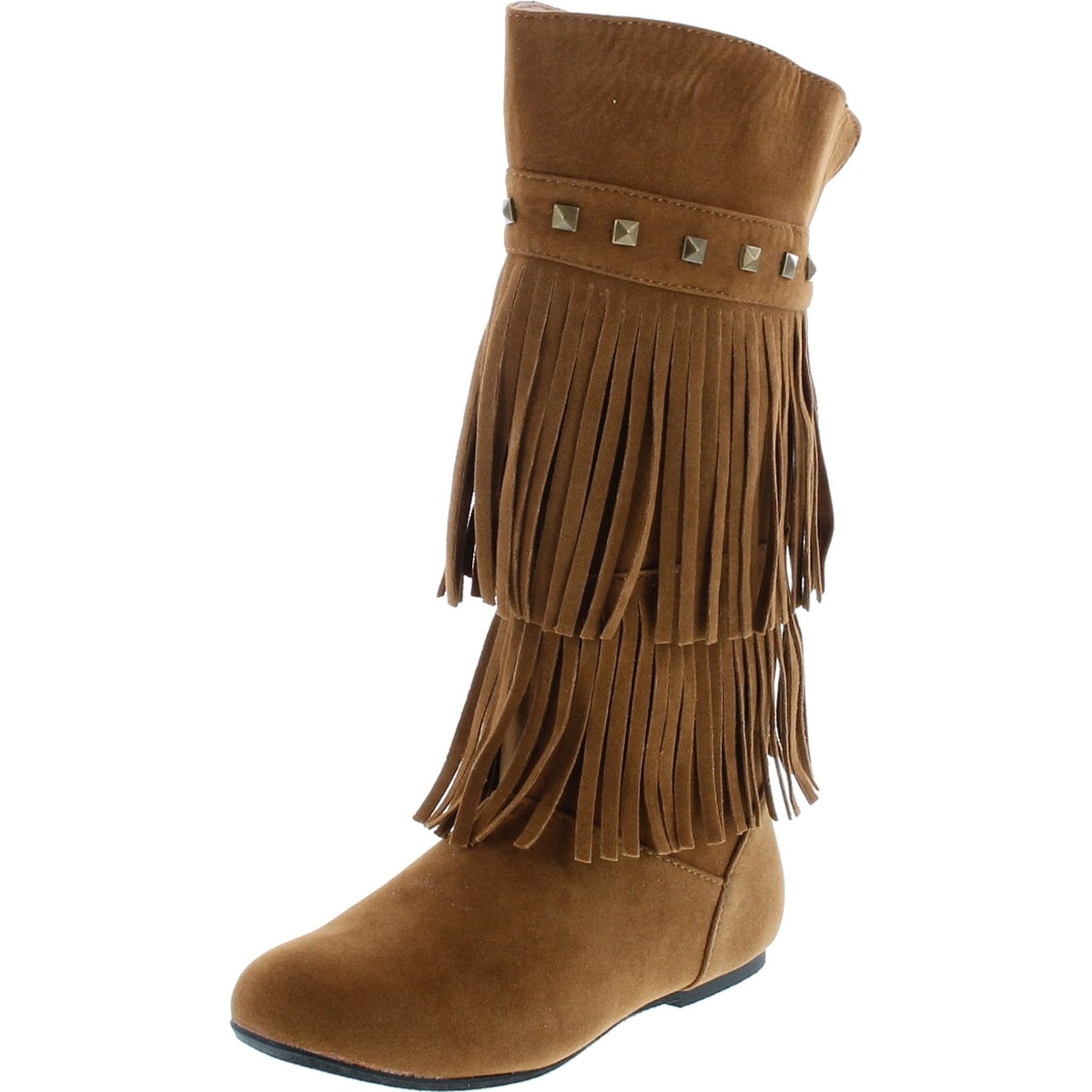 YOKI Trina 03K Little Girls Moccasin 2 Layer Fringe Boots