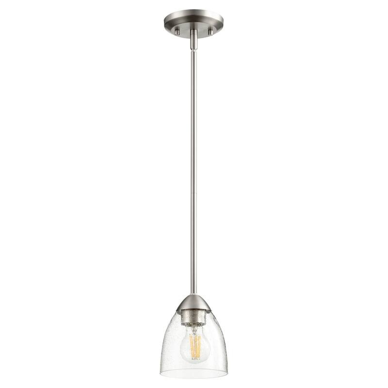 Quorum International Barkley 6" Wide Mini Pendant - Satin Nickel / Clear Seeded